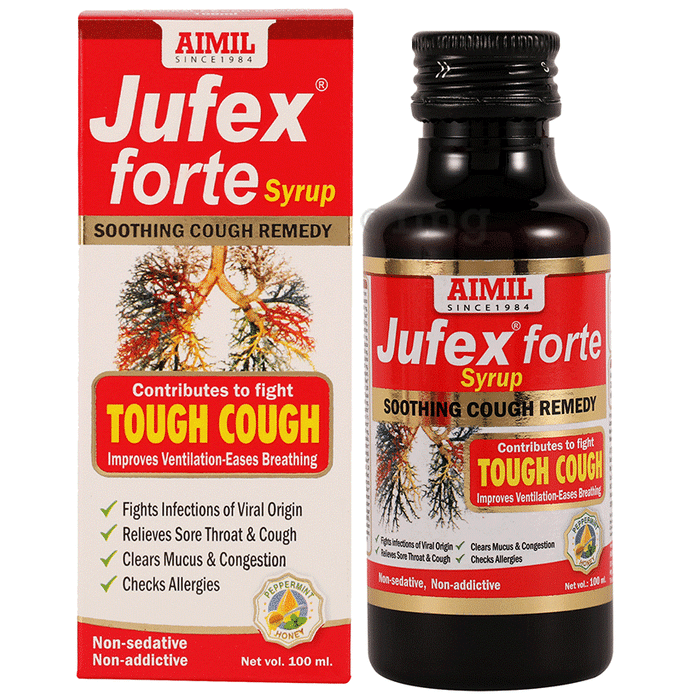 Aimil Pharmaceuticals Jufex Forte Syrup | Relieves Cough, Sore Throat, Congestion & Infections