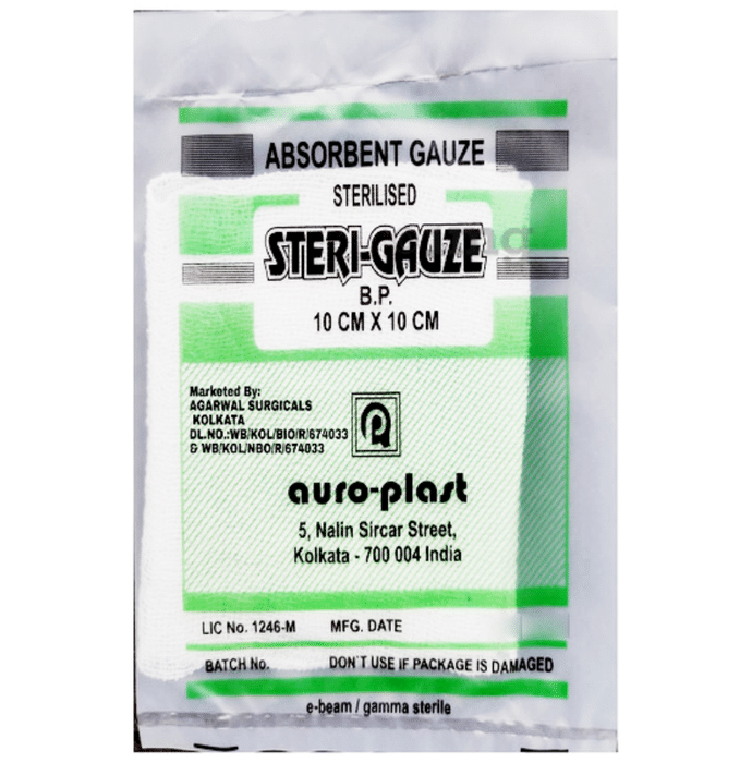 Agarwals Auro Steri-Gauze Sterilised Absorbent Gauze Swab 10cm x 10cm