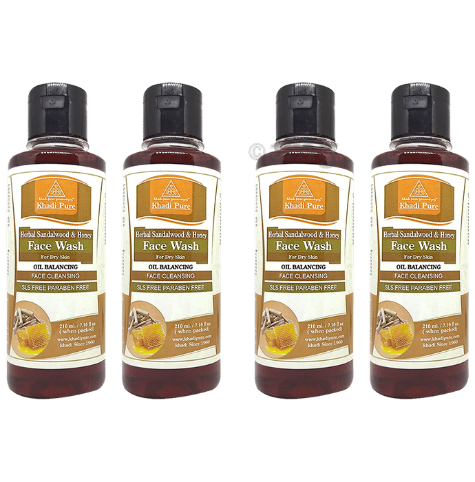 Khadi Pure Herbal Sandalwood & Honey Face Wash (210ml Each) SLS & Paraben Free
