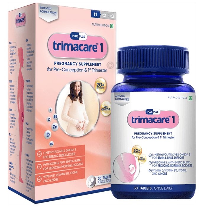 Trimacare 1 Prenatal Multivitamins with Omega 3 & L-Methylfolate Tablet for Brain Organ Development