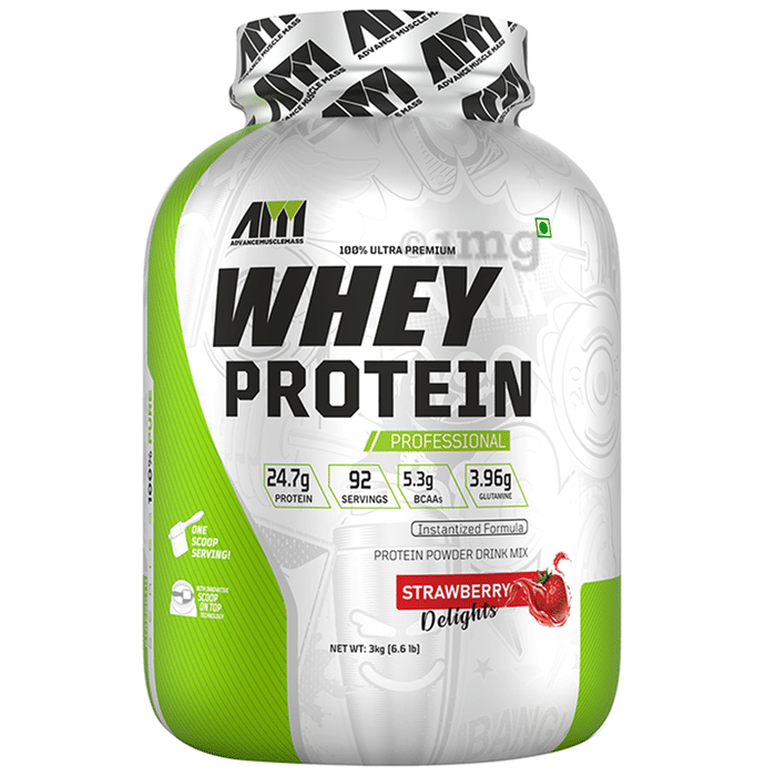 Advance MuscleMass 100% Ultra Premium Whey Protein Powder Strawberry Delight