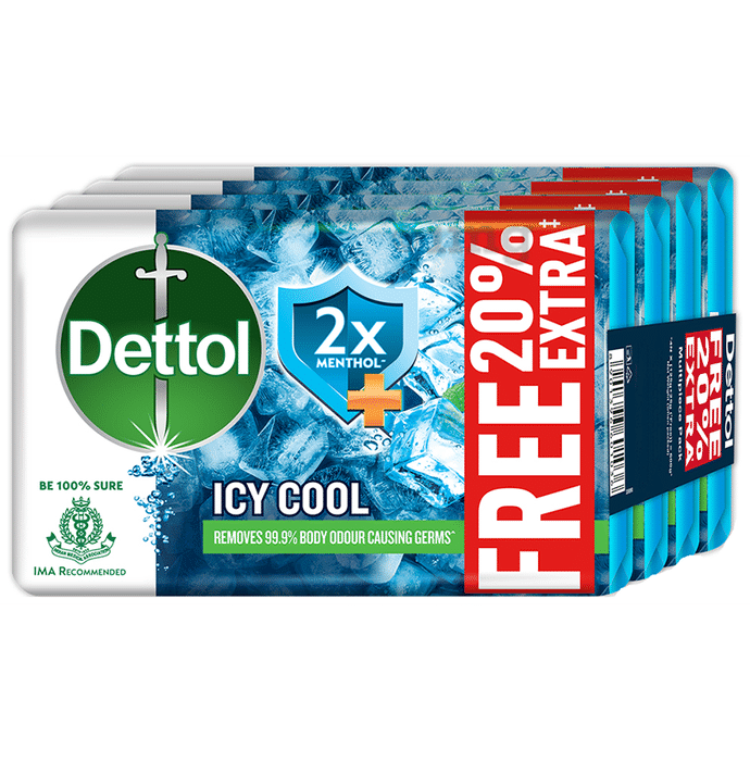 Dettol Icy Cool Bathing Soap Bar with 2X Menthol (150gm Each)