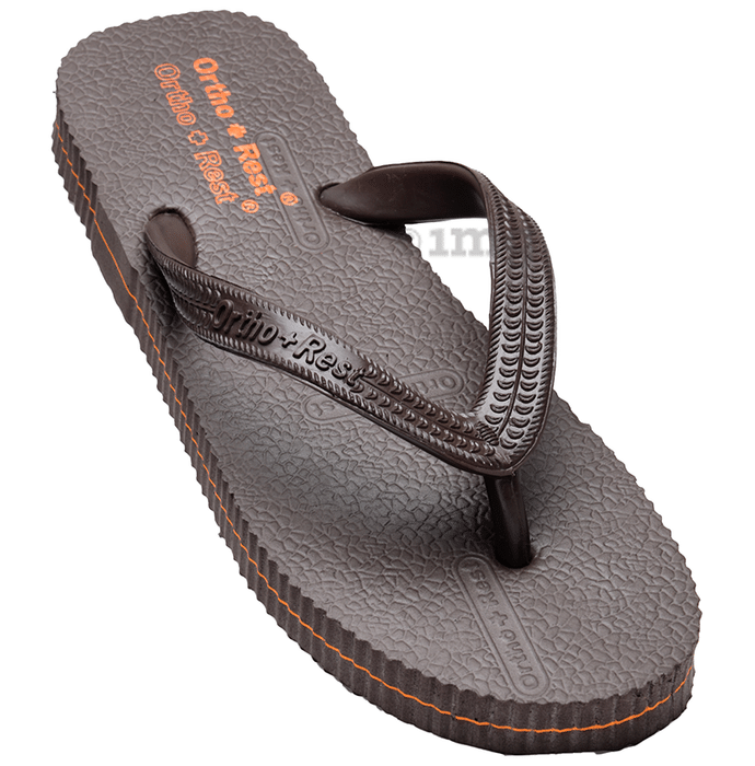 Ortho + Rest Unisex Hawaii Chappal Orthopedic Comfort, Bathroom Rubber Flip-Flops Brown 5