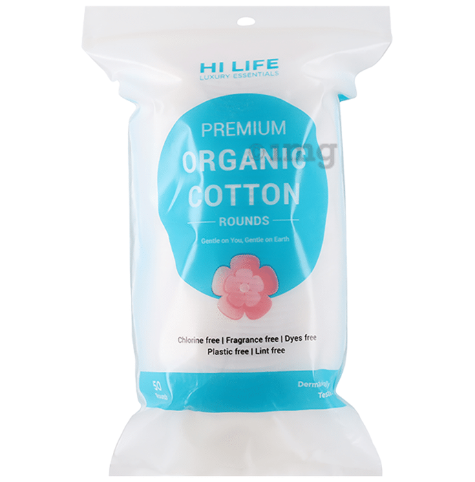 Hi Life Premium Organic Cotton Makeup Remover Pads (50 Round