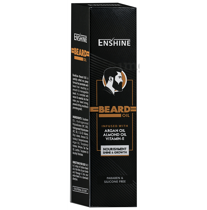 Enshine Beard Oil with Argan Oil, Almond Oil & Vitamin E for Nourished & Shiny Beard