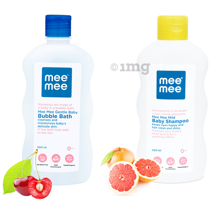 Mee Mee Combo Pack of Baby Bubble Bath & Mild Baby Shampoo (500 ml Each)