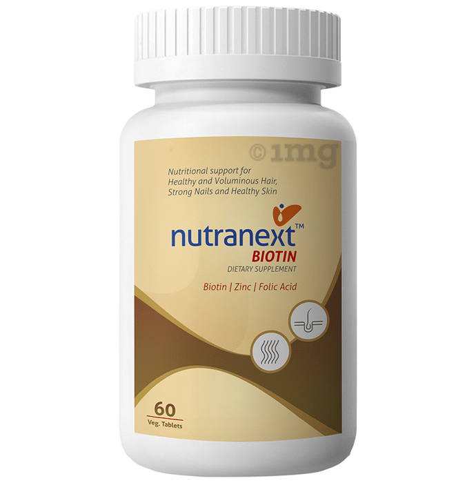 Nutranext Biotin Veg Tablet with 10,000 Mcg Biotin, Zinc & Folic Acid