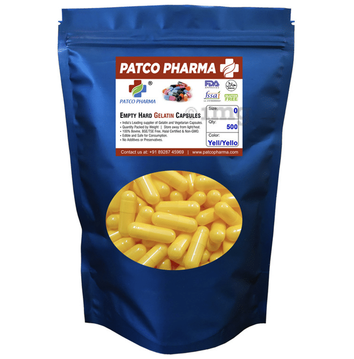 Patco Pharma Empty Hard Gelatin Capsule Size 0 Yellow
