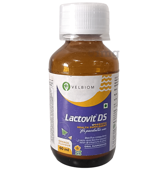 Velbiom Lactovit DS Probiotic Health Supplement Oral Suspension (60ml Each) Orange
