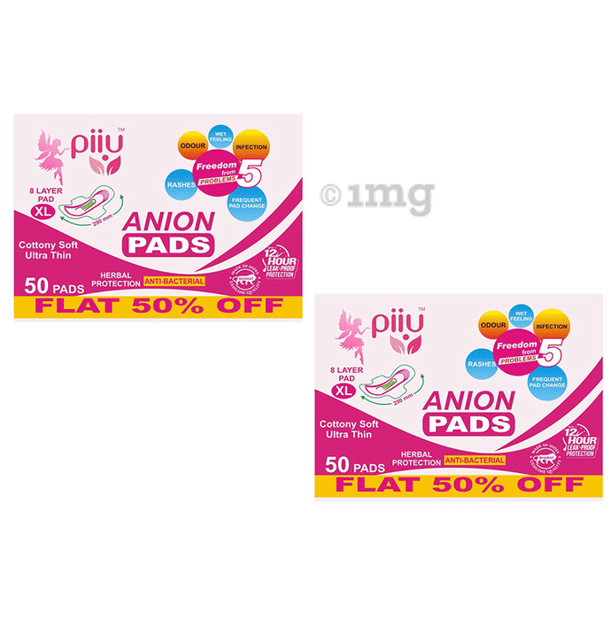 Piiu Anion Pads (50 Each) Cottony Soft Ultra Thin XL