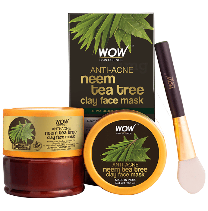 WOW Skin Science Anti Acne Neem Tea Tree Clay Face Mask