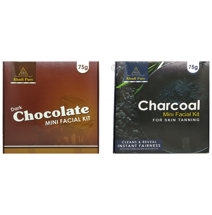 Khadi Pure Combo Pack of Dark Chocolate Mini Facial Kit & Charcoal Mini Facial Kit (75gm Each)