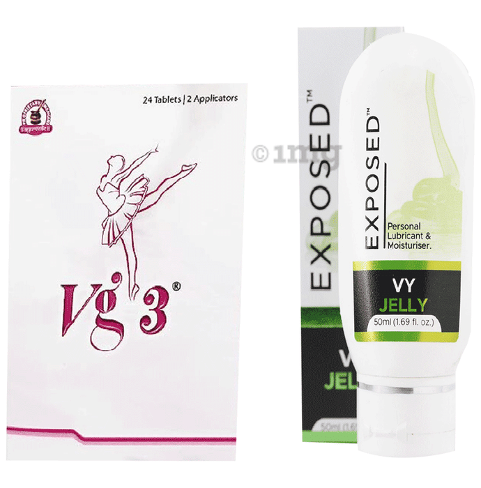 Vg-3 Combo Pack of Vg3 Vaginal Tablet (24) & Exposed VY Jelly (50ml )