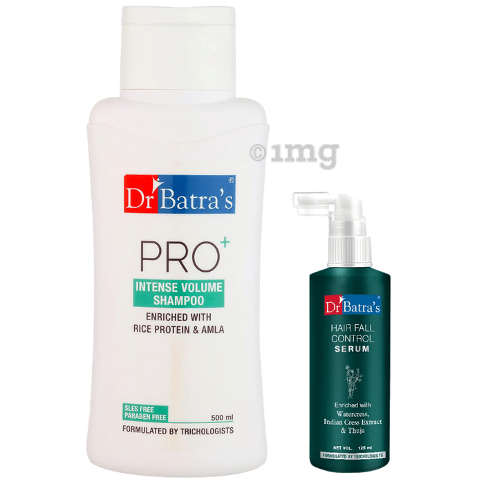 Dr Batra's Combo Pack of Hair Fall Control Serum 125ml and Pro+ Intense Volume Shampoo 500ml