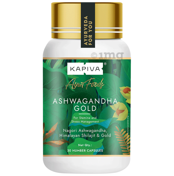 Kapiva Ayur Foods Ashwagandha Gold Capsules with Shilajit & Gokshura | For Stamina & Stress Management