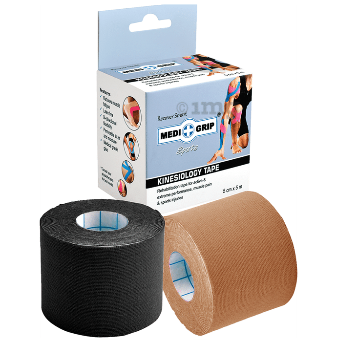 Medigrip Sports Kinesiology Tape 5cm x 5m Black & Brown