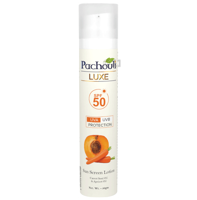 Pachouli Luxe Sunscreen Lotion with Carrot Seed Oil & Apricot Oil SPF 50