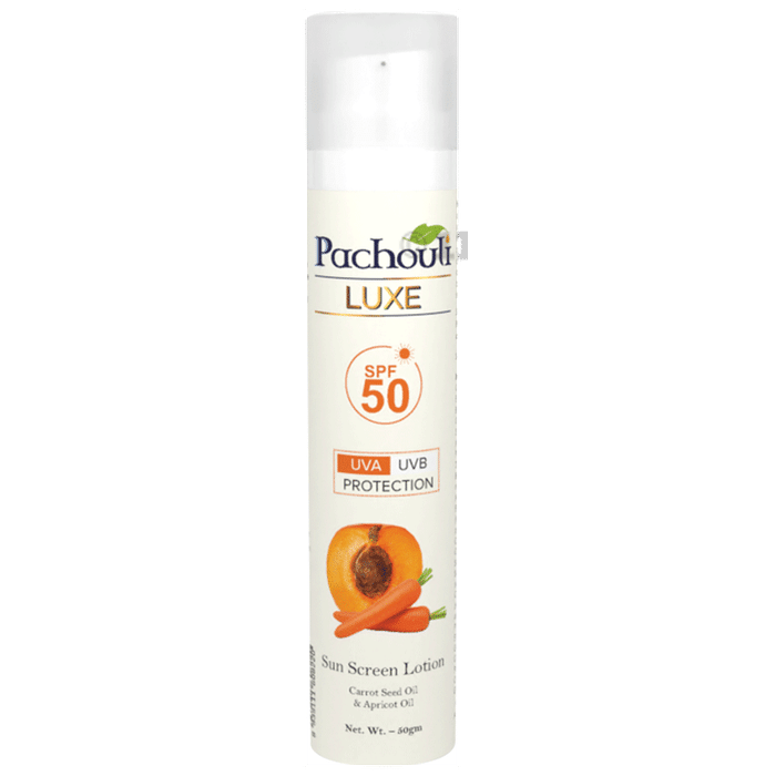 Pachouli Luxe Sunscreen Lotion with Carrot Seed Oil & Apricot Oil SPF 50