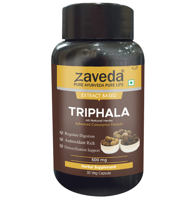 Zaveda Triphala 500mg Veg Capsules Vegicap