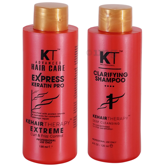 KT Advanced KT Professional Combo Pack Clarying Shampoo & KT Advanced Hair Care Express Keratin Pro Kehair Therapy (120ml Each)