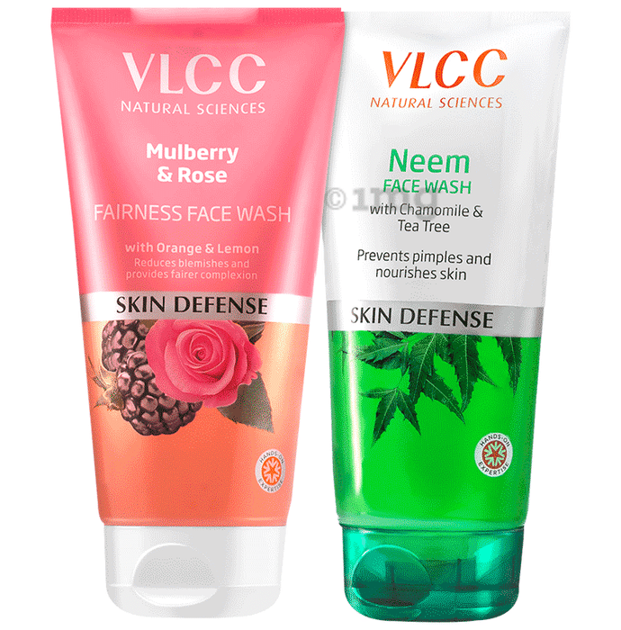 VLCC Neem Face Wash and Mulberry & Rose Face Wash (150ml Each)