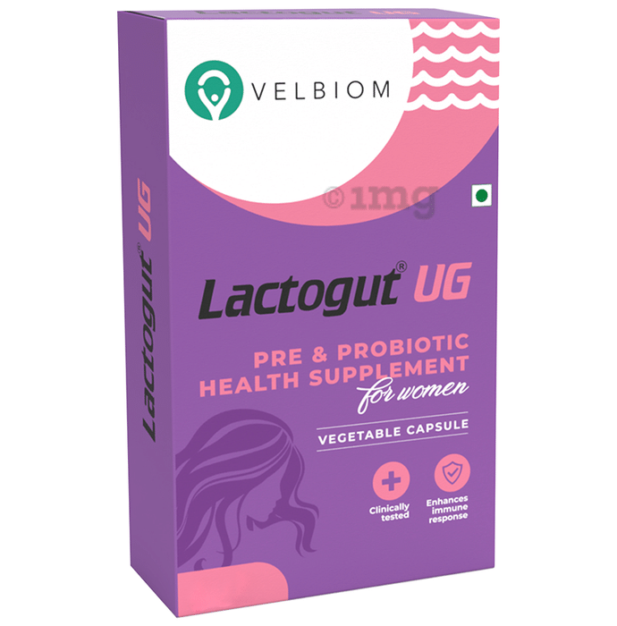 Velbiom Lactogut UG Pre & Probiotic Health Supplement Vegetable Capsule for Women