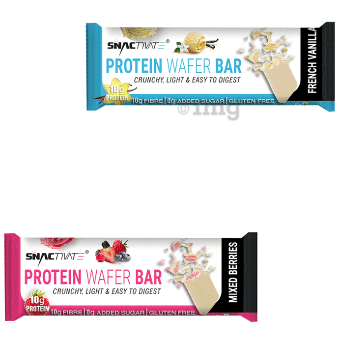 Snactivate Combo Pack of Protein Wafer Bars French Vanilla and Mixed Berries ( 40gm Each)