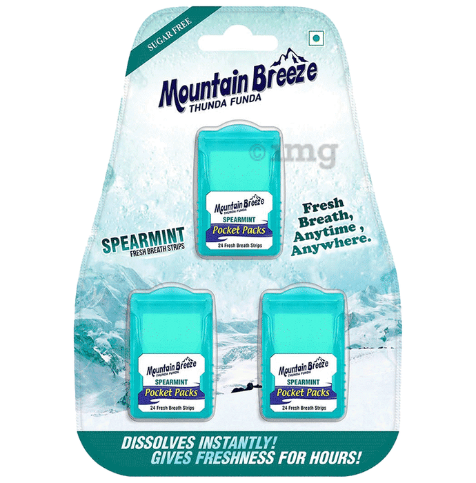 Mountain Breeze Spearmint Fresh Breath Strips (3 Each) Sugar Free