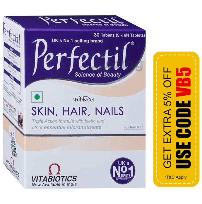 Perfectil Skin, Hair, Nail Supplement with Biotin & Micronutrients | Gluten-Free Tablet