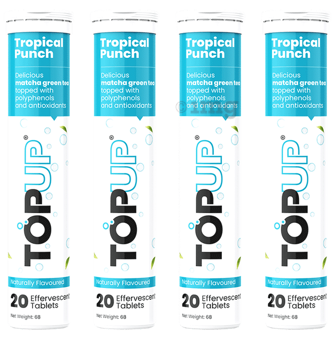TopUp Delicious Matcha Green Tea Effervescent Tablet (20 Each) Tropical Punch