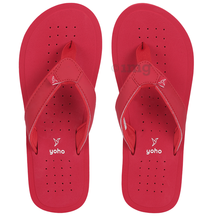 Yoho Lifestyle Ortho Soft comfortable and stylish flip flop Slipper for women ArchFlex Size 7 Red