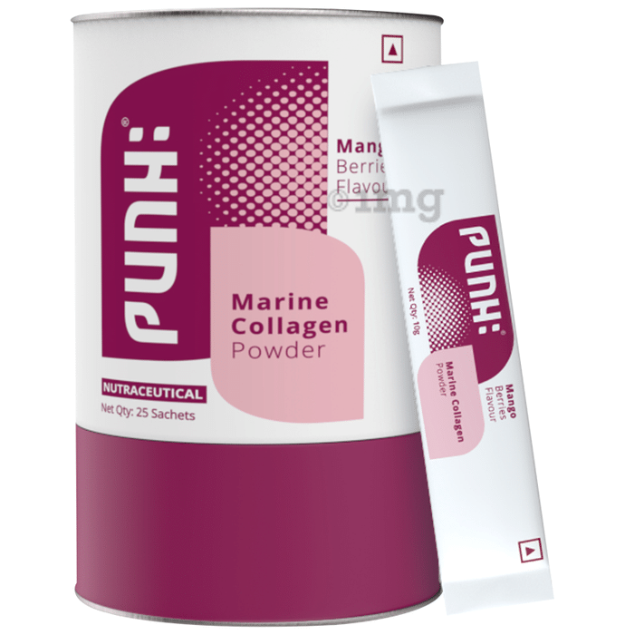 Punh Marine Collagen Powder with Peptan & 18 Amino Acids|For Skin, Hair, Nails, Bones & Joints| Mango Berries