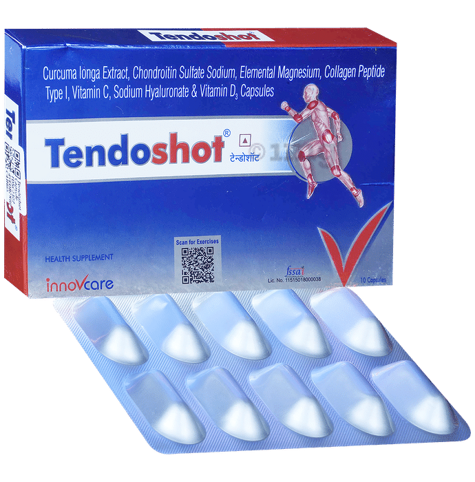 Tendoshot Capsule with Curcumin, Chondroitin, Magnesium, Collagen Type I, Vitamin C & D3