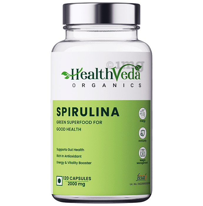 Health Veda Organics Spirulina 2000mg Veg Capsule for Weight Management & Immunity