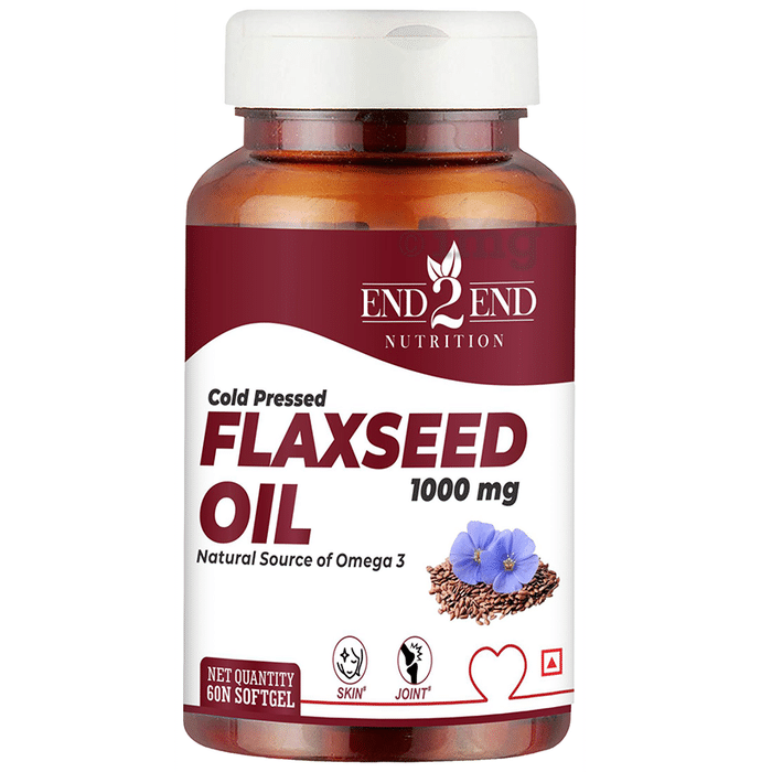 End2End Nutrition Cold Pressed Flaxseed Oil 1000mg Softgel (60 Each)