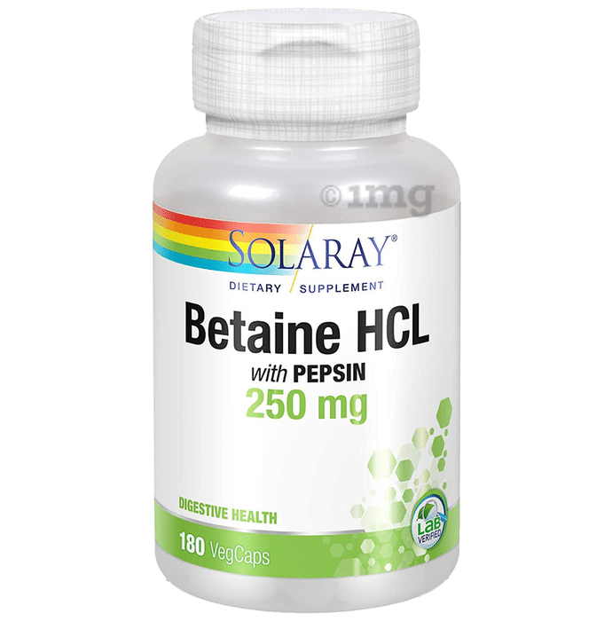 Solaray Betaine HCL with Pepsin Veg Cap | For Digestive Health