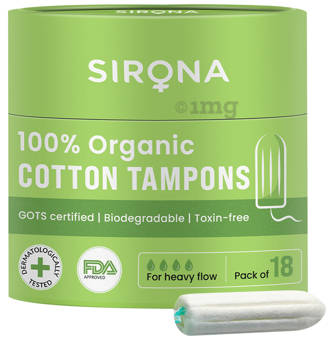 Sirona 100% Organic Cotton Tampons (Non-Applicator) Heavy Flow