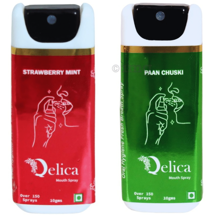 Qelica Mouth Spray (10gm Each) Strawberry Mint & Paan Chuski
