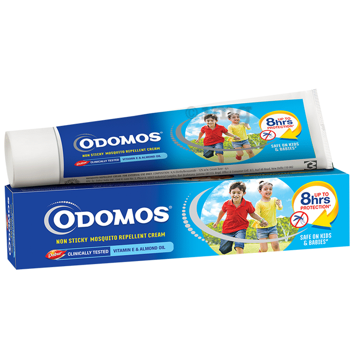 Odomos Non-Sticky Mosquito Repellent Cream with Vitamin E & Almond Oil