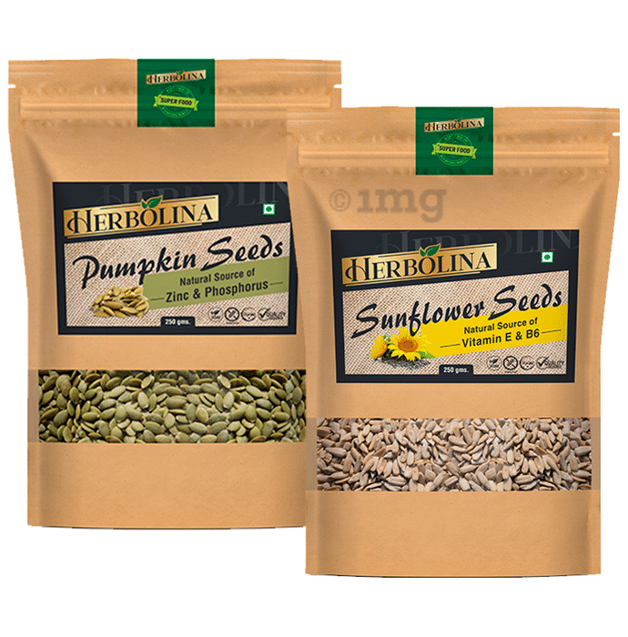 Herbolina Combo Pack of Pumpkin & Sunflower Seeds (250gm Each)