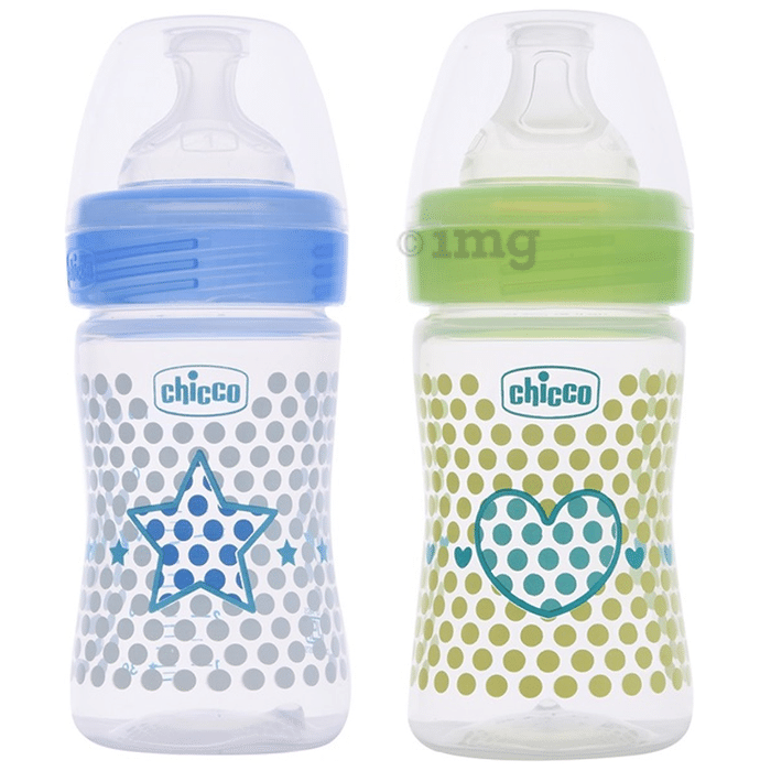 Chicco Bipack WellBeing Feeding Bottle Blue and Green