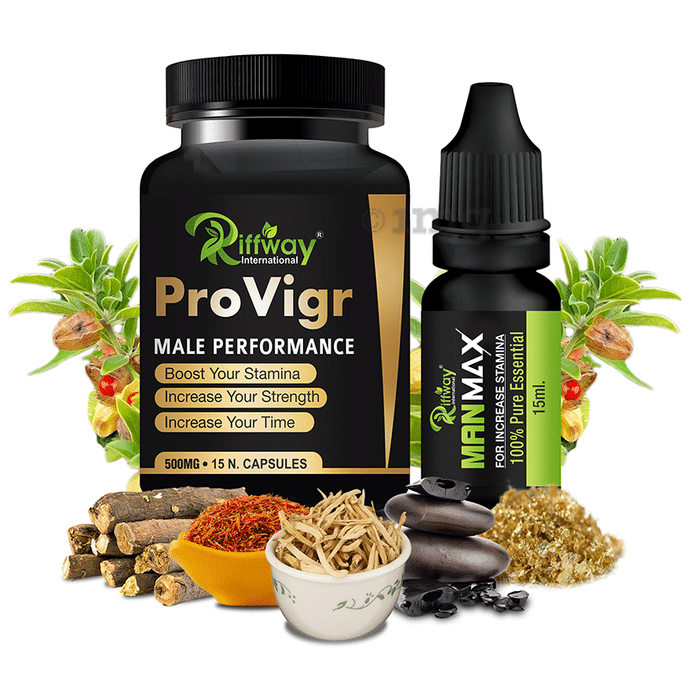Riffway International Combo Pack of Pro Vigr  Male Performance 15 Capsule & Man Max Oil 15ml