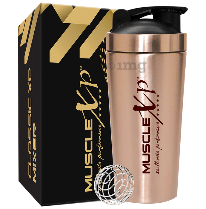 MuscleXP Classic XP Mixer Complete Stainless Steel Gym Shaker Sipper Bottle Copper