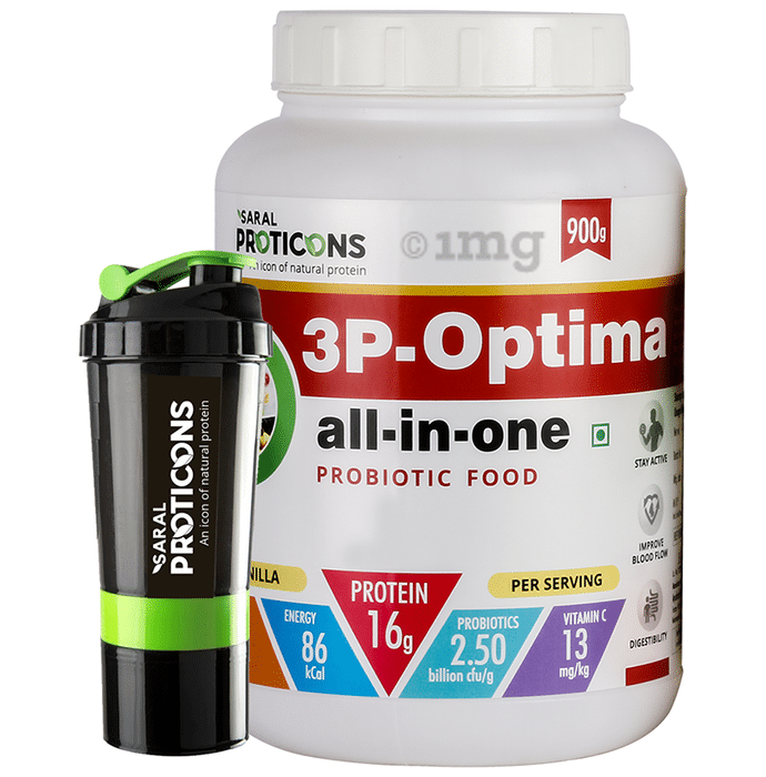 Saral Proticons 3P-Optima All-In-One Probiotic Food Powder with Shaker Free Vanilla