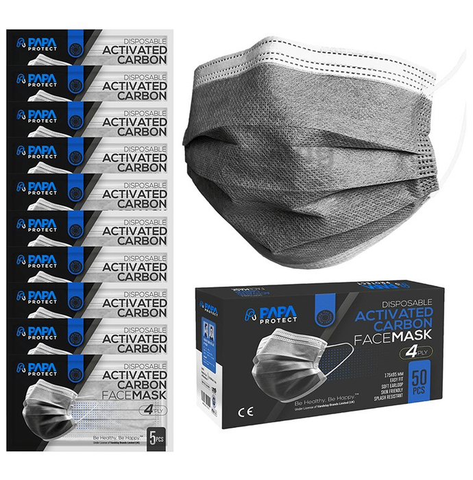Papa Protect 4Ply with Activated Carbon Disposable Surgical Face Mask (5 Each) Grey