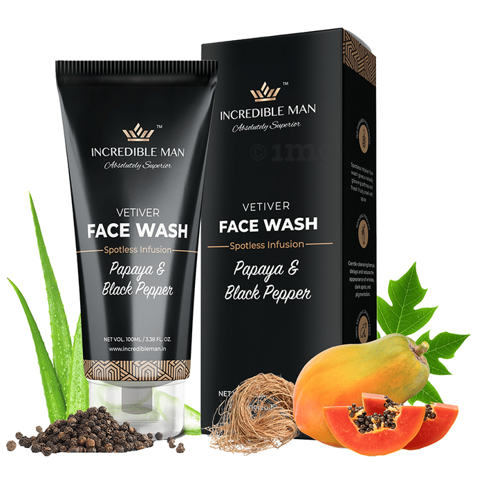 Incredible Man Vetiver Face Wash Papaya & Black Pepper