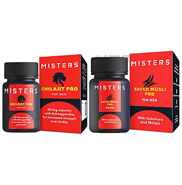 Misters Combo Pack of Shilajit Pro For Men 30 Veg Capsule & Safed Musli Pro For Men 30 Capsule