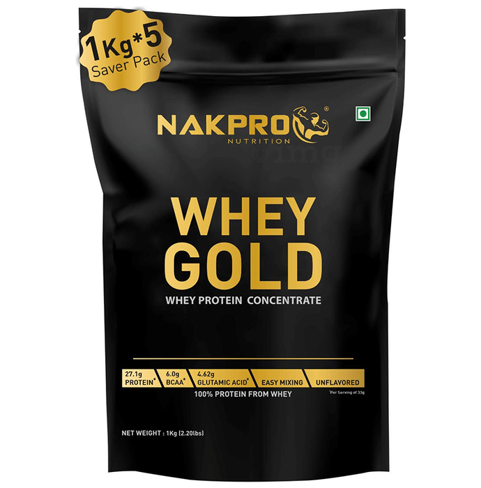 Nakpro Nutrition Whey Gold Whey Active Concentrate Powder (1kg Each) Unflavored
