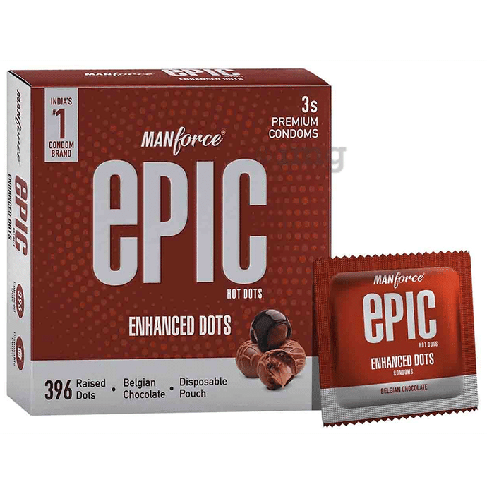 Manforce Epic Hot Dots Premium Condom with Disposable Pouch Belgian Chocolate