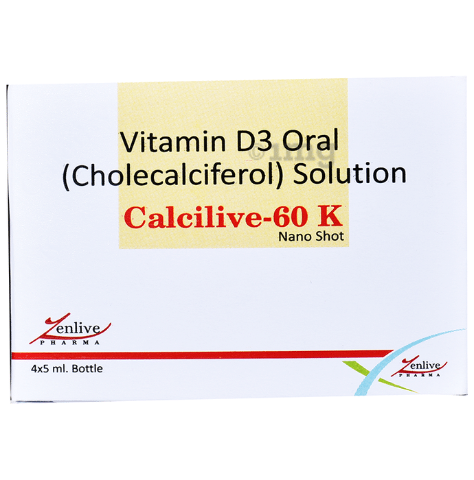 Calcilive 60 K Vitamin D3 Nano Shot Oral Solution (5ml Each) Buy 1 Get 1 Free